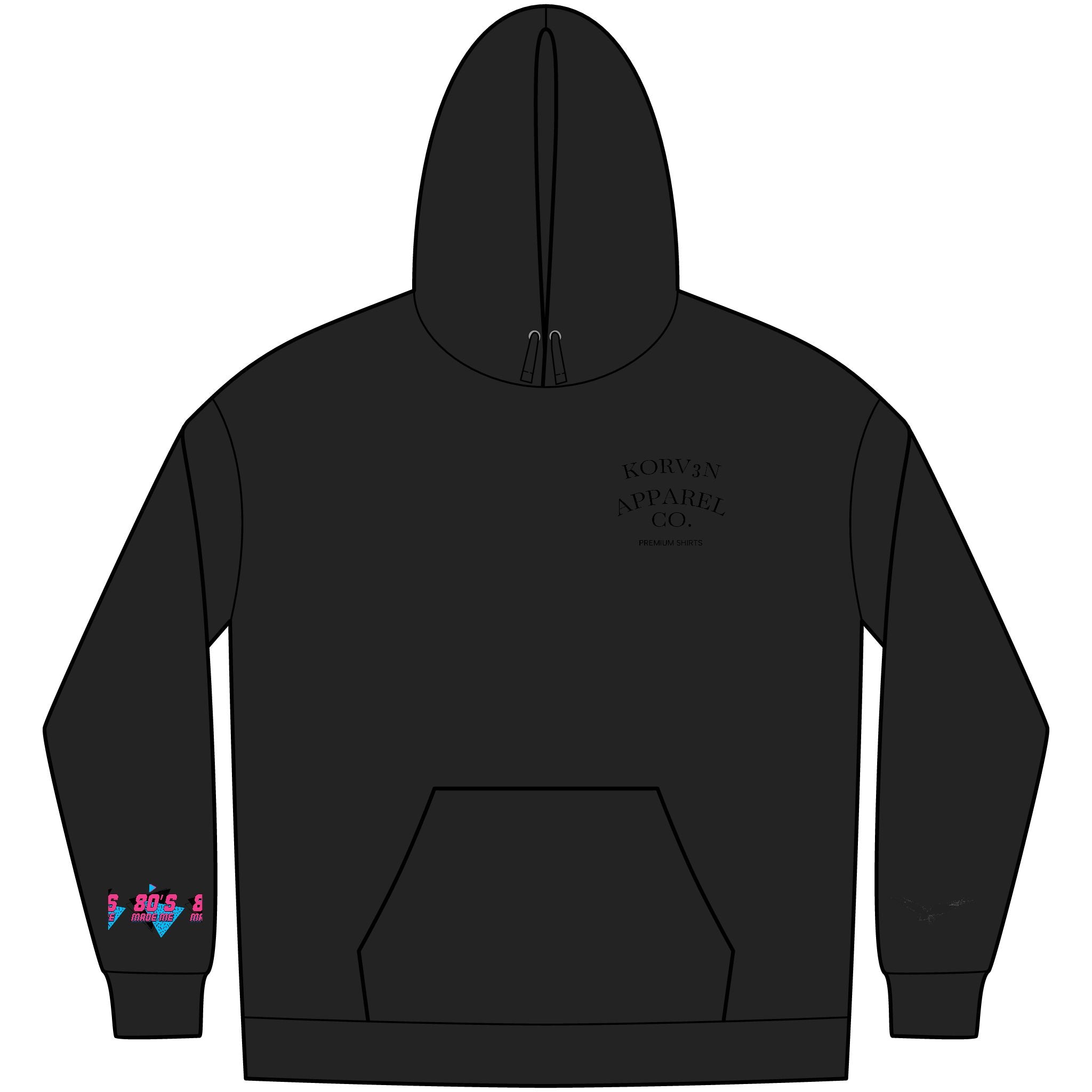 Korv3n Retro 80's Fleece Hoodie for Men, Vintage Style