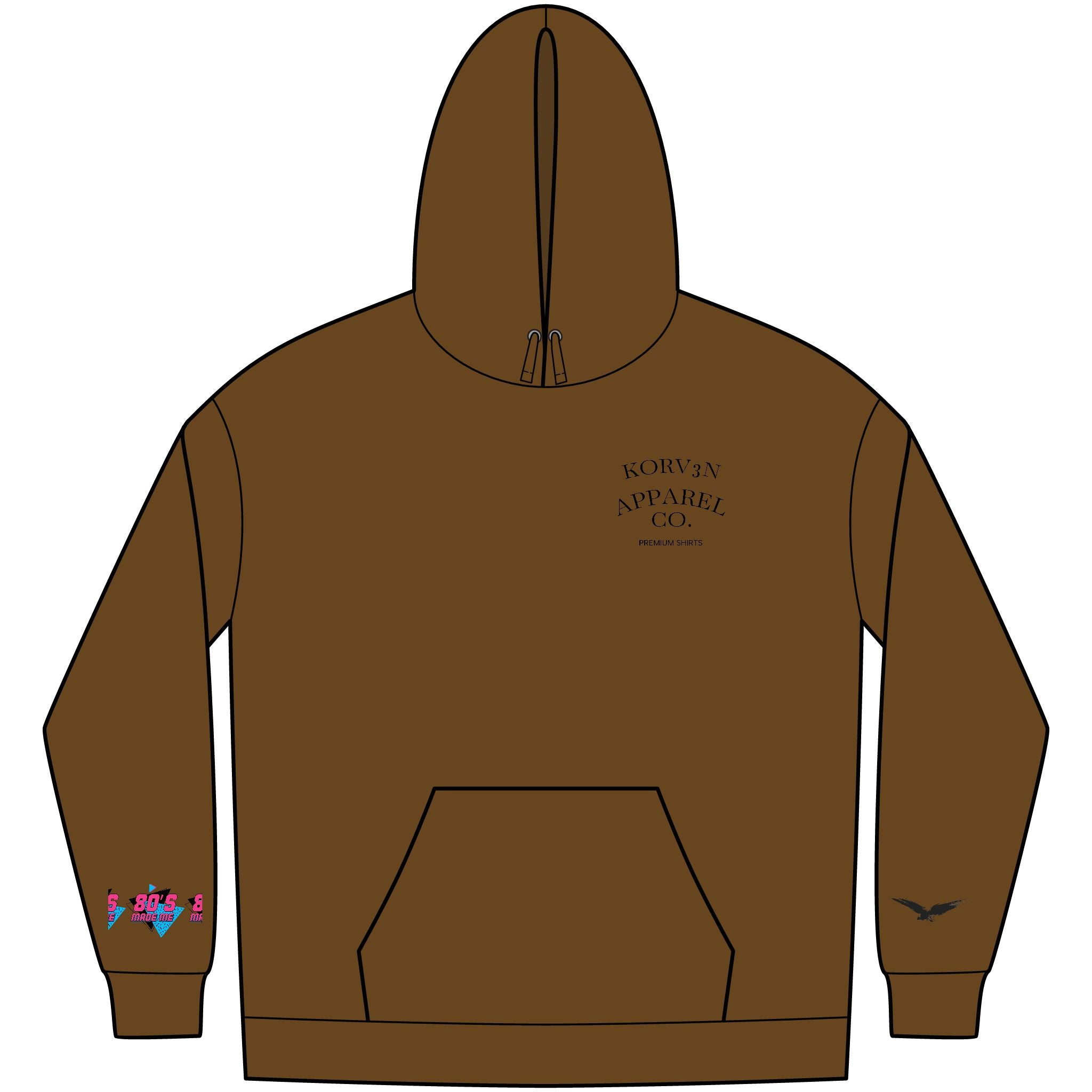 Korv3n Retro 80's Fleece Hoodie for Men, Vintage Style
